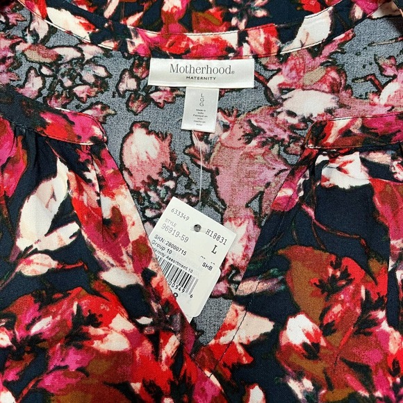 Motherhood Maternity NWT Floral Tie Waist Sleeve Large - Picture 7 of 10